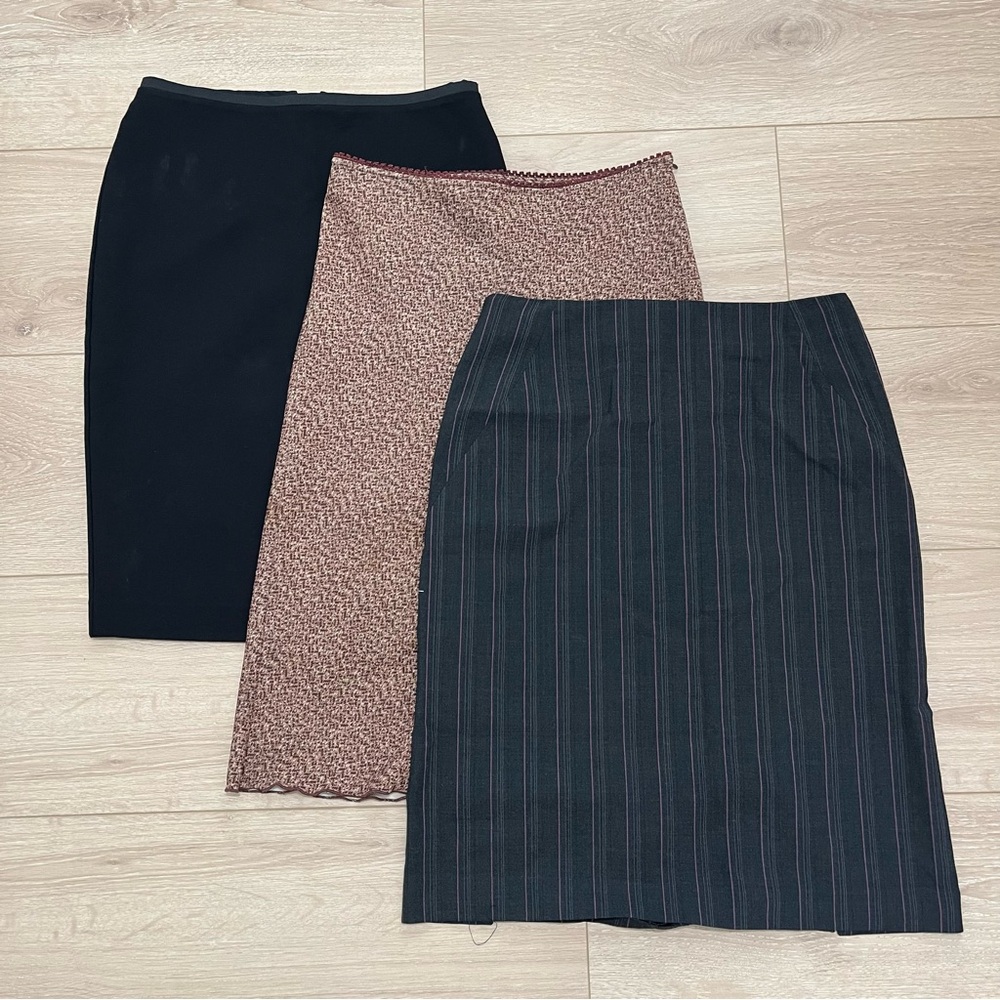 Women's Pencil Skirt Trio - Black, Brown, Gray